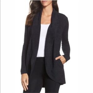 Barefoot Dreams 452 Black‎ CozyChic Lite Circle Cardi Cardigan Medium pockets